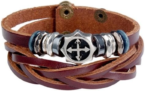 OnceAll Punk Style Leather Bracelet (Brown) M.