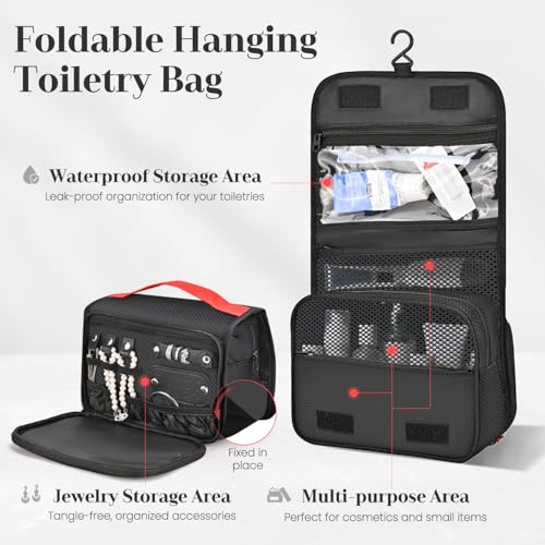 11 Set Compression Packing Cubes for Travel, Waterproof Organizer Set with Hanging Underwear & Toiletry Bag, Shoe/Boot Bag, Hair Tools Organizer, Laundry Bag & Digital Pouch (Black)3