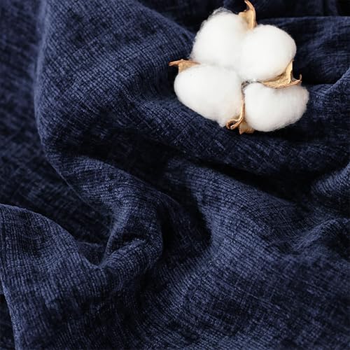 Image of CaliTime Pack of 2 Cozy Standard Pillow Shams Cases for Bed Bedding Decoration Solid Dyed Soft Chenille 20 X 26 Inches Navy Blue