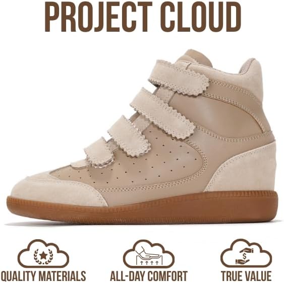 Project Cloud Wedge Sneakers for Women – Memory Foam Insole Womens Sneakers – Lightweight & Hi Top Womens Shoes – Stylish Spring Shoes for Women 2026 (Marant) - Image 3