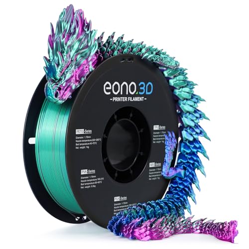 Image of Silk Tri-Color PLA Filament 1.75mm, Coextruded 3D Printer Filament, Color Changing Rainbow Silk PLA, Ultra Glossy Multicolor Printing PLA, Tangle Free, ±0.03mm, 1KG Spool, Rose Red-Blue-Green