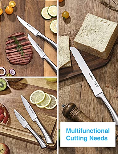 Knife Set, 14 Pcs High Carbon Stainless Steel Kitchen Knife Set For Chef, Super Sharp Knife Set With Acrylic Stand, Include Steak Knives, Sharpener And Scissors, Ergonomical Design By Kincano #TOP3