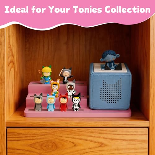 Image of for TonieBox Shelf, 3-Tier Tonie Shelf Come with Pink Carrying Bag Toni Shelf Compatible with Toniesbox 1 and Toniesbox 2 Desktop Display Storage Rack for 15 Tonies Figures(Pink)