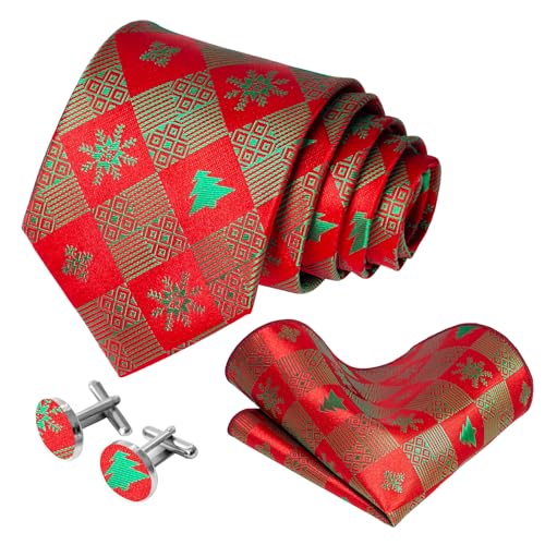 Image of 5PCS Mens Premium Silk Tie, Pocket Square, Cufflinks, Drilled Tie Ring and Lapel Pin Set for Wedding Groom Party