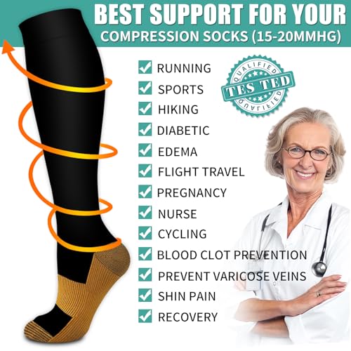 Image of Laite Hebe 3 Pack Medical Compression Sock-Compression Sock For Women and Men Circulation -Best for Running,Nursing,Athletic Sports
