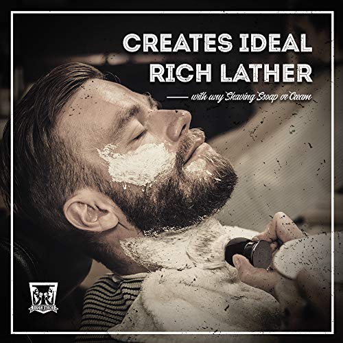 Shaving Brush Set - Professional Shaving Brush with 100% Pure Badger Bristles -Black Resin Handle - Solid Chrome Shaving Brush Stand for Wet Shave - Safety Razor
