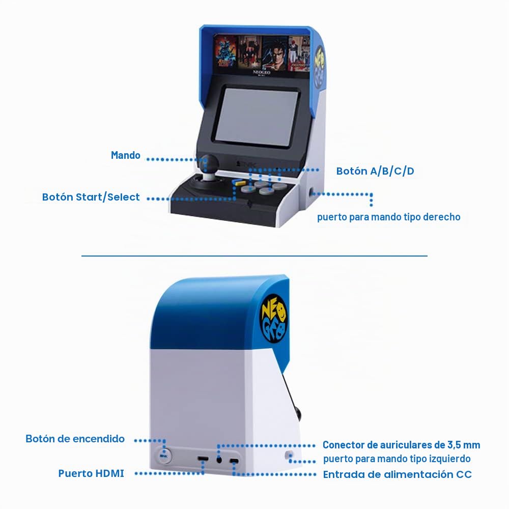 NEOGEO Mini International Arcade y Black Gamepad, 40 juegos SNK clásicos precargados