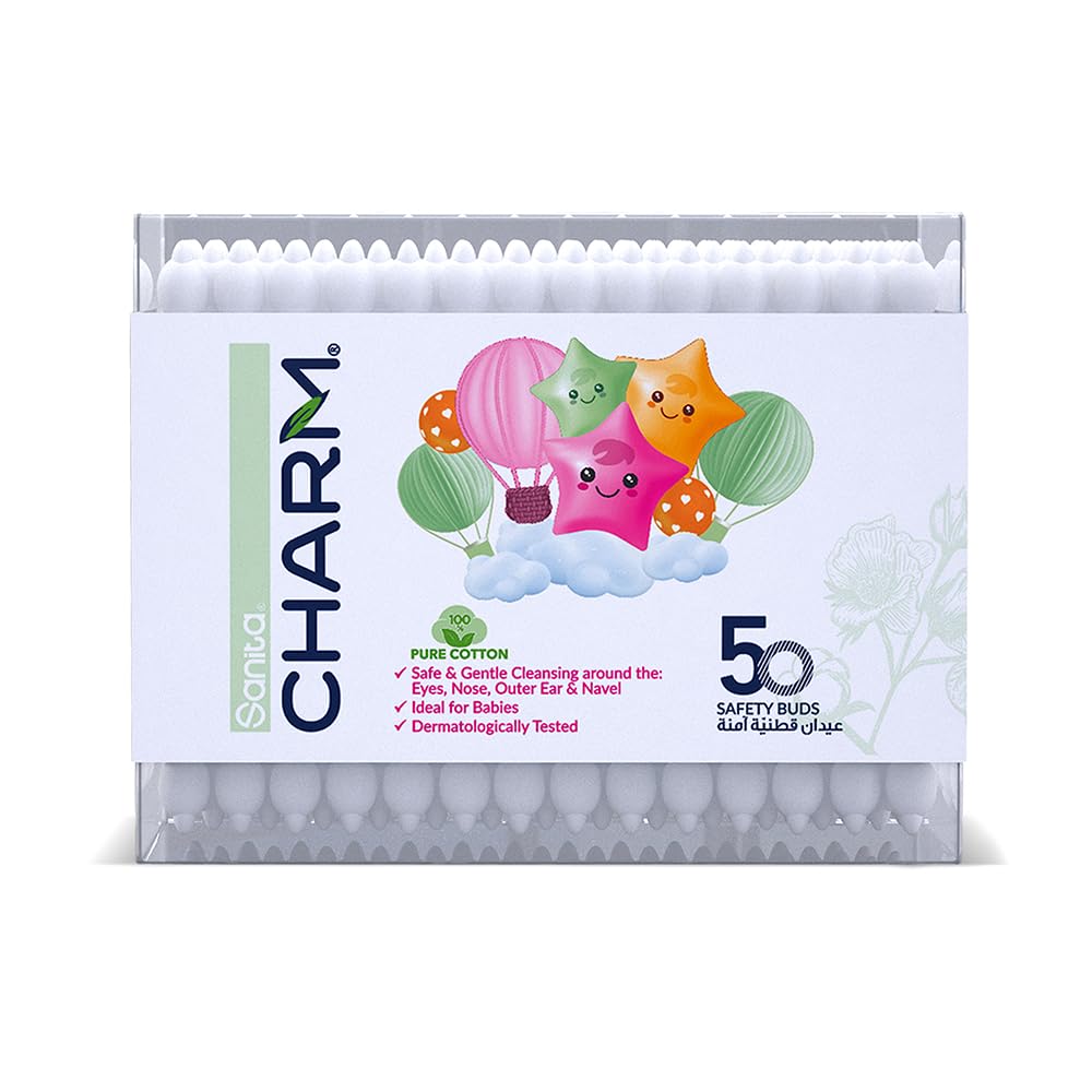 Sanita Charm 100% Cotton Buds, 50 Safety Baby Buds