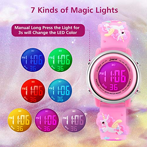 L LAVAREDO Kids Watches Girl Watches Ages 3-12 Sports Waterproof 3D Cute Cartoon Digital 7 Color Lights Wrist Watch for Kids4
