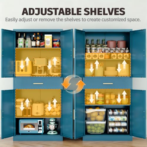 Image of 71 inch Metal Storage Cabinet with 1 Drawer, 2 Adjustable Shelves