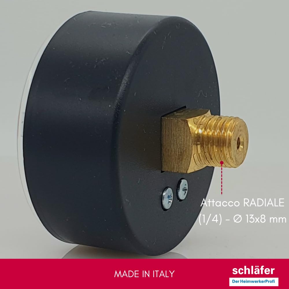 Manometro Idraulico Schläfer 0-10 Bar - Per Impianti Acqua E Aria, Made In Italy - Foto 6