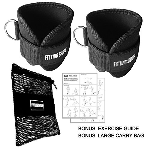 Ankle Strap Kit for Cable Machine Attachments for Leg and Ab Exercise, Stronger Weight Lifting, Durable Fitness Equipment Accessories for Men and Woman, Home and Gym, Bonus Workout Guide and Bag