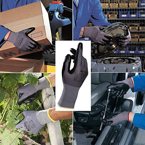 Image of Multipurpose Nylon Cut Resistance PU Nitrile Coating Work Safety Gloves, Hand & Fingers, Gardening, Mechanical, Construction, Agriculture & Automotive - Durable & Comfortable (12 Pairs
