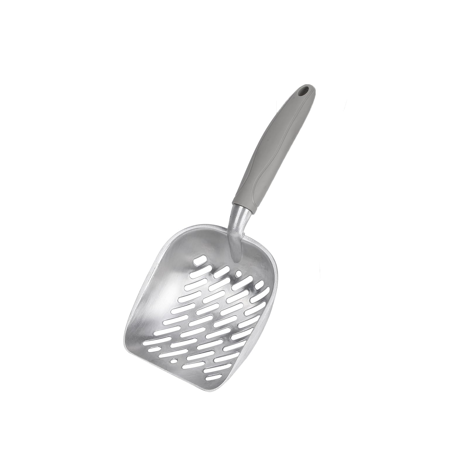 Cat Litter Scoop Litter Box Scooper, Aluminum Alloy Kitten Poop Shovel, Small Metal Sifter with Long Soft Handle, Durable Deep Shovel Pooper Lifter with Holes Non-Stick 10.63