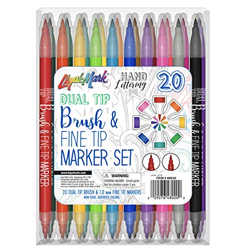 LIQUI-MARK 20ct Dual Tip Brush & Fine Tip Markers