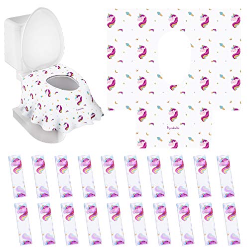 TankerStreet 20 Piezas Asiento de Inodoro Desechable Tela No Tejida Unicornio Desechable WC para Baño Portátil Protector Desechables Papel para Niños, Adultos (63x66cm, Embalaje Independiente)