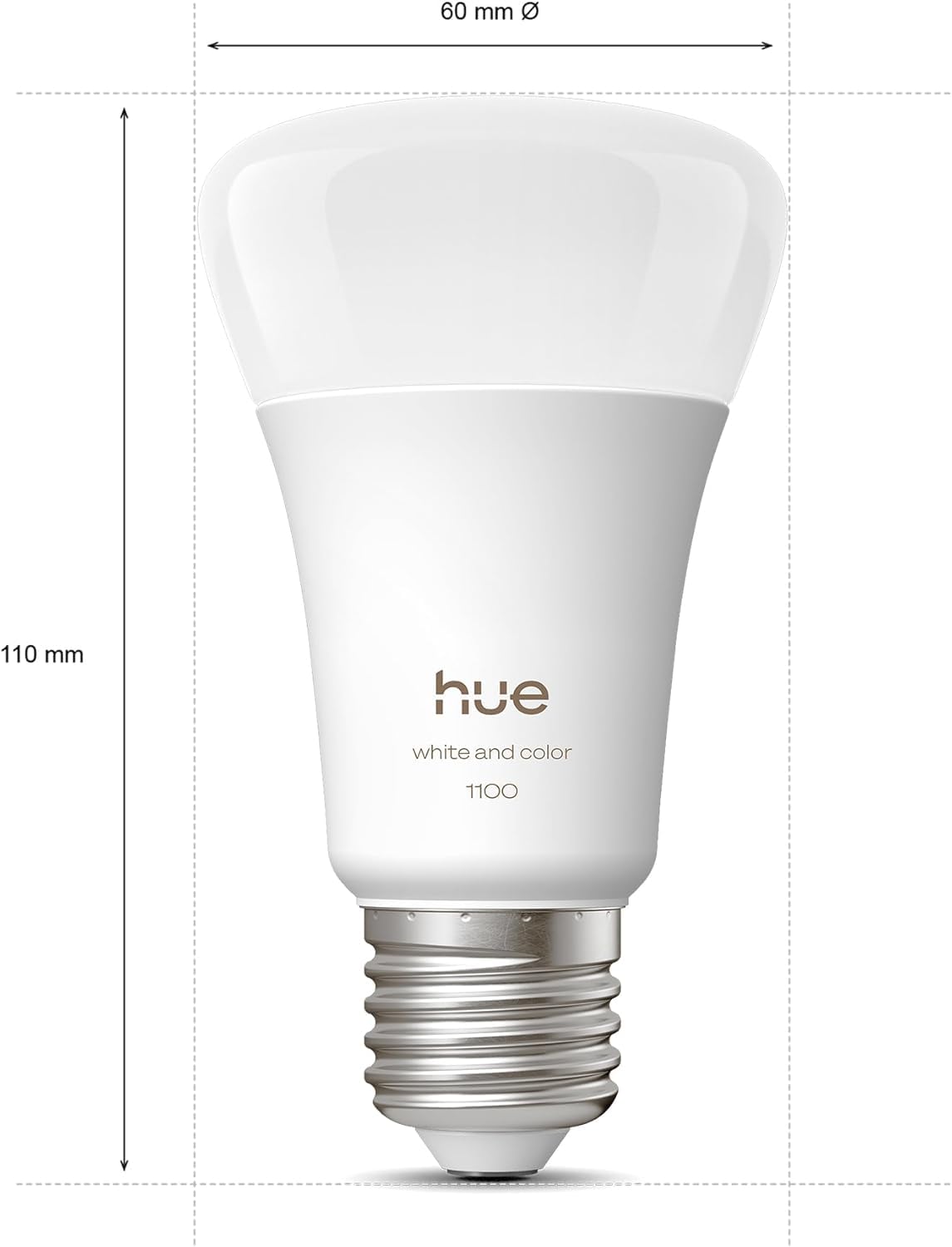 Philips Hue Ampoule connectée LED A60, White and color, Ampoule E27, 8,1 W, Spectre complet 1000-2000 K, 1100 lm, Intensité variable, Compatible Alexa, Google et Apple Home, pack de 2