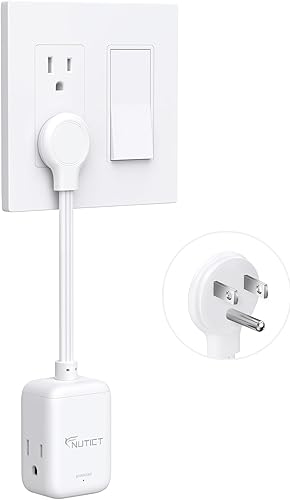 Miniatura 21 de Cable de extensión plano con 3 tomas, cable de extensión corto de 1.5 pies, protector de sobretensiones 900J, certificación ETL, 13A/1625W, enchufe