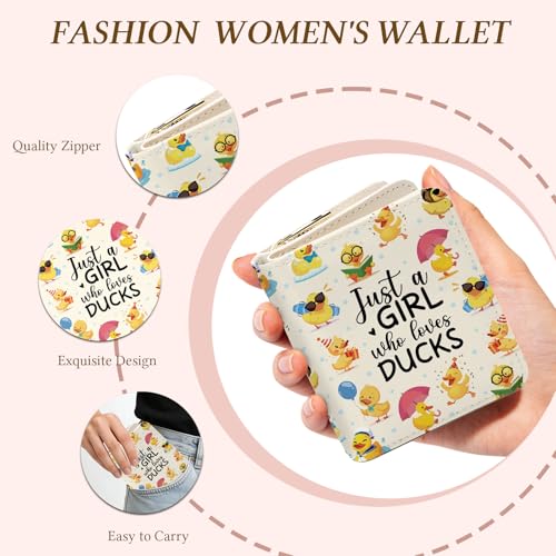 Image of Cute Duck Wallet for Women, PU Leather Accordion Wallet, Zipper Coin Purse | Women's Cute Duck Accordion Wallet, Credit Card Holder with 1 ID Window 14 Card Slots, Gift for Wife Daughter Ladies