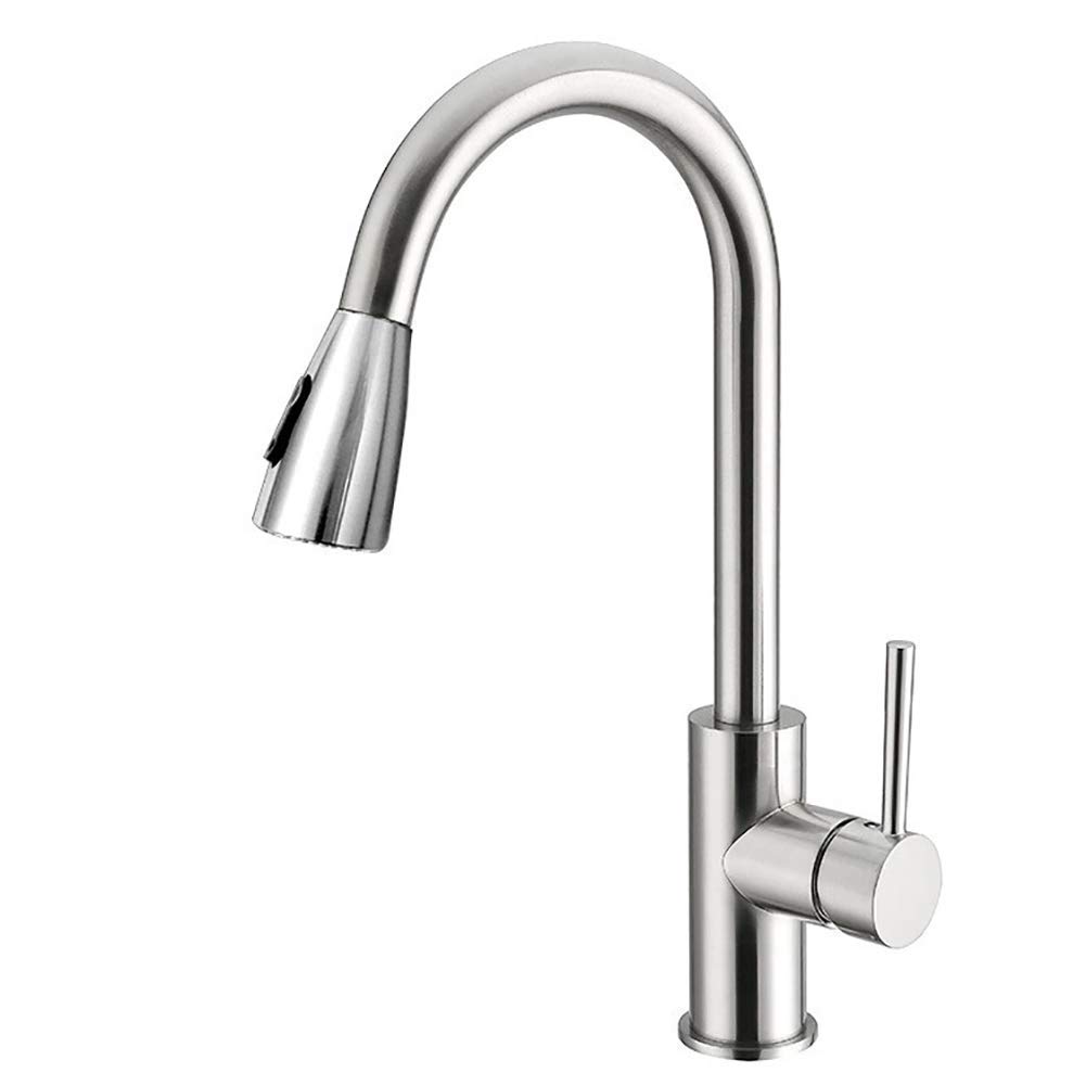 MXXQRHF 360°Swivel Kitchen Tap with Pull Down Sprayer,Plating Single Handle Kitchen Sink Faucets,High Arc Mixer Tap Fit for 1 Hole