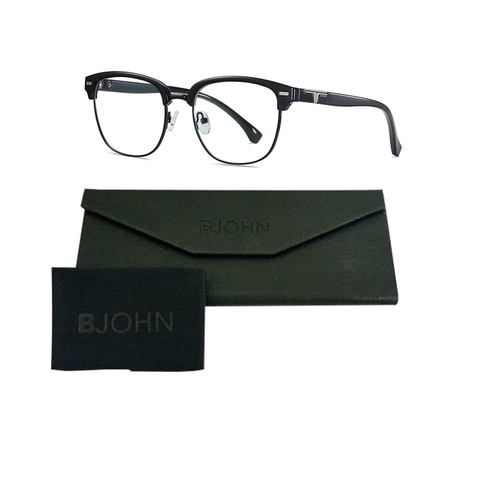 BJOHN Blue Light Blocking Eyewear, Computer/Gaming/TV/Phones Glasses for Women Men, Anti Eyestrain & UV Glare - Package Includes Glasses, Stylish Case, and Cleaning cloth