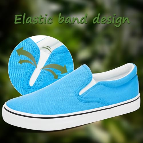 Image of yageyan Mens Slip on Sneakers Loafers Shoes Canvas Black Shoes Canvas Blue Casual Fashion Shoes