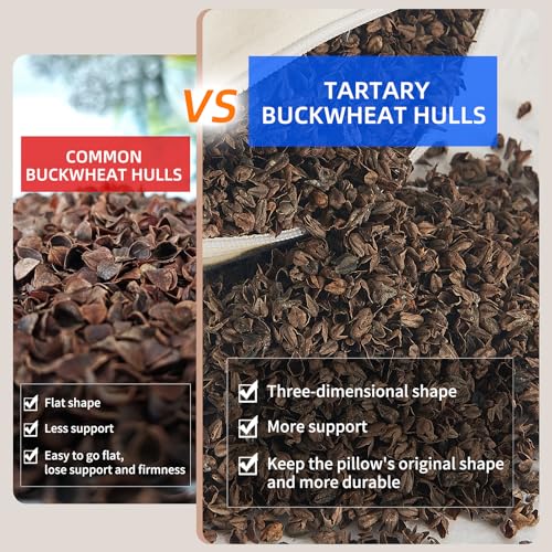 Image of LOFE Adjustable Buckwheat Neck Pillow - Cervical Roll to Relieve Tension | Buckwheat Pillow to Provide Firm Support for Side /Back Sleepers, Cylinder Bolster Pillows with Organic Pillowcase 17x6in