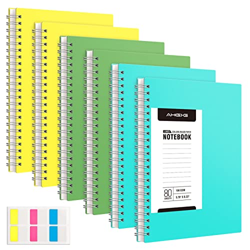 Journaux à spirale A5 pour le travail et la maison lot de 6 carnets AHGXG