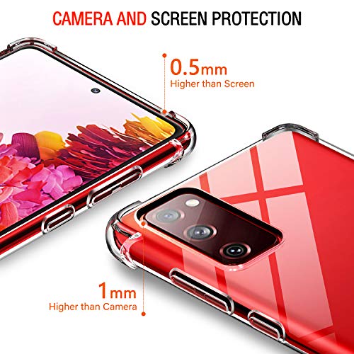 Image of Lustree Back Cover Transparent Case Compatible with Samsung Galaxy S20 FE | Clear + TPU Case with 4 Corner Air Cushion Protection & Camera Protection | Slim& Stylus Cover