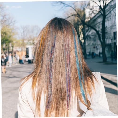 Beavorty 33 Peças Extensões De Cabelo Coloridas Cabelo Brilhante Enfeites De Cabelo Fios Brilhantes