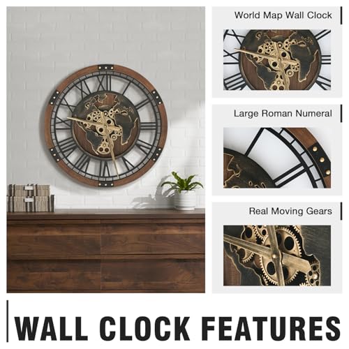 24 " World Map Moving Gear Wall product photo 24 " World Map Moving Gear Wall product