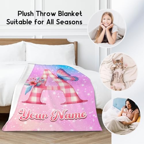 Custom Butterfly Blanket - Butterfly Gifts for Girls - Soft Fuzzy Cozy Throws for Kids Adults - Comfy Lightweight Flannel Throw for Sofa Couch Bed