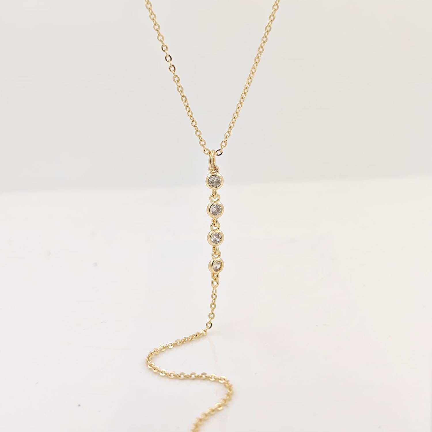 Lariat Gold Necklace for Women Trendy Dainty 14k Gold Plated/Silver Layered Chain Drop Necklaces Y-Shaped Necklace Jewelry for Women Gifts - Image 7