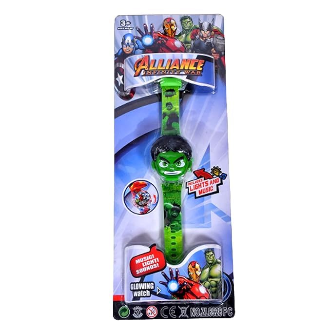 Image of Acnos Kids Edition Digital Watch - Spiderman, Captain America, Ironman, Ben10, Hulk - Disco LED Musical Watch for Boys and Girls