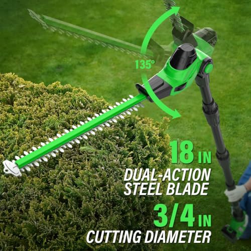 Image of SOYUS 2-in-1 8-Inch Pole Saw and 18-Inch Pole Hedge Trimmer 2.0Ah Battery