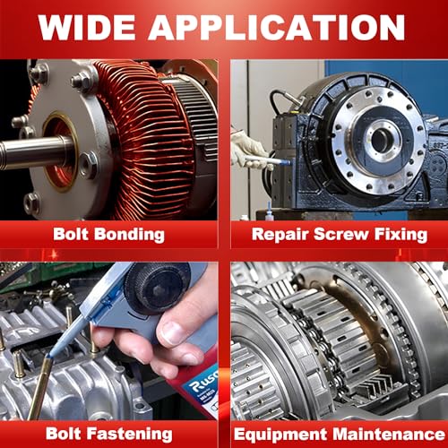 Rusoz Schraubensicherung Hochfest 50ml Hitzebeständig Schraubenkleber Thread Locker Anaerober Klebstoff für Abdichten und Verriegeln (Rot)