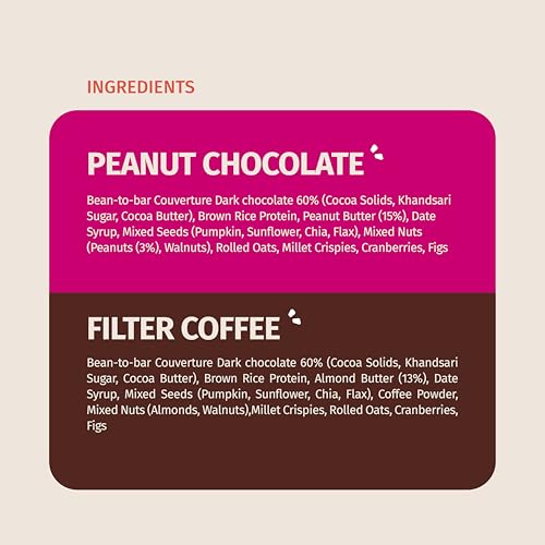 Image of The Good Kind Peanut Chocolate Protein Bar (3 Pack), Filter Coffee Protein Bar(2 Pack), Plant Based Bar, Perfect for Guilt free Snacking, Gluten Free, Palm Oil free & Vegan (Pack of 5)