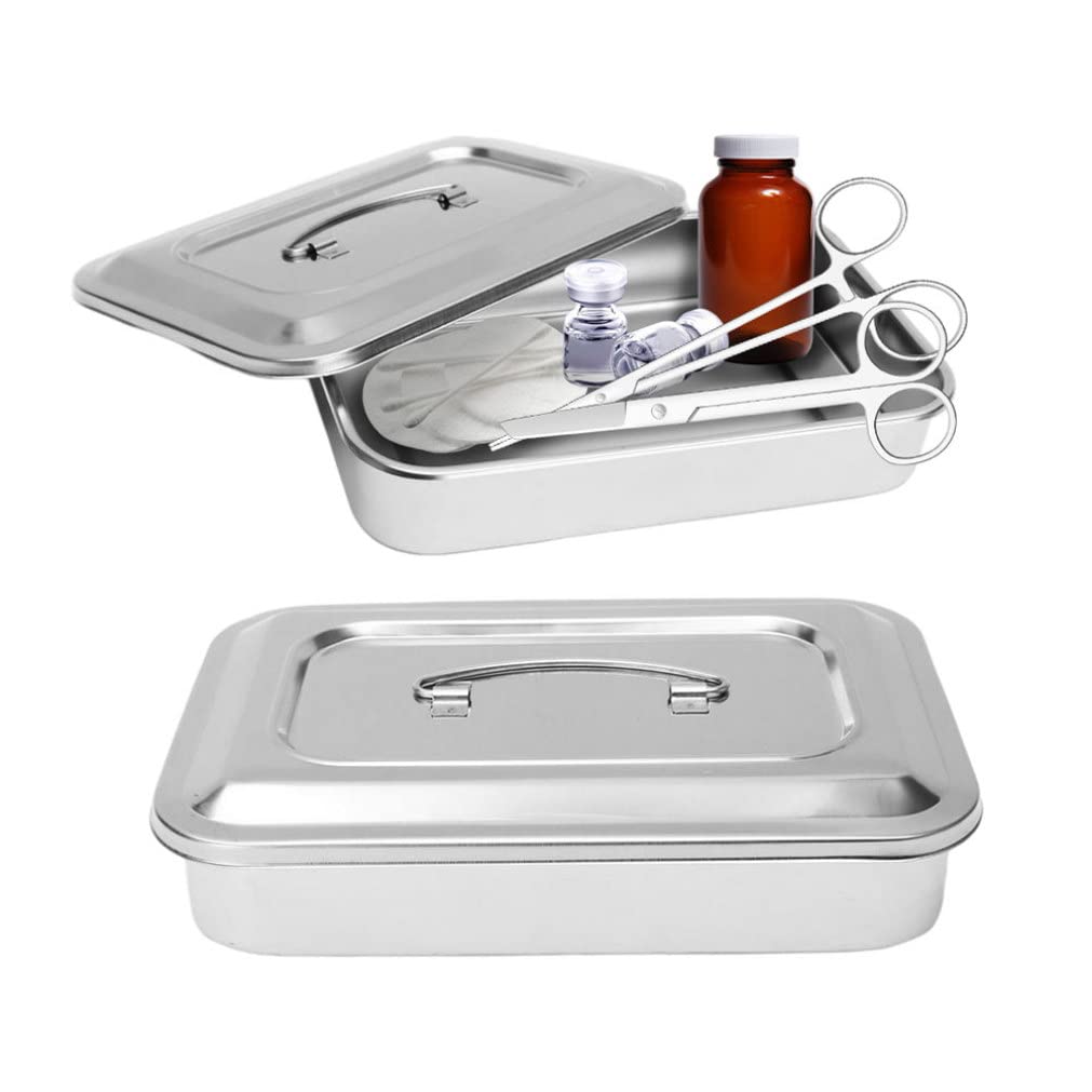 Organisateur de plateau d'instrument Organisateur de plateau d'instrument en acier inoxydable avec handle de couvercle Grip Instruments dentaires