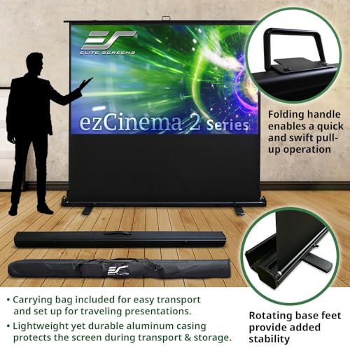 Elite Screens F95XWH2 Ezcinema 2, 95-Inch 16:9 Manual Floor Pull Up Scissor Backed Projector Screen, Portable Home Office Classroom Front Projection W/ Carrying Bag thumb #5