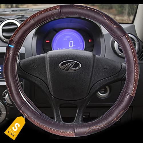Image of NIKAVI Leather Steering Wheel Cover (Small - O)(36 cm) Redline