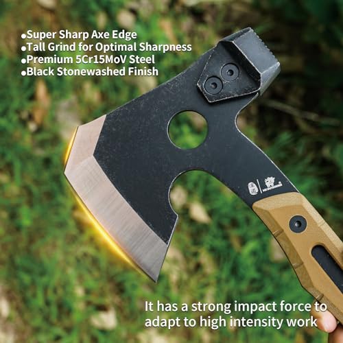 HX OUTDOORS 12.8in Camping Hatchet, Full Tang Axe with Hammer & Puller - Image 4