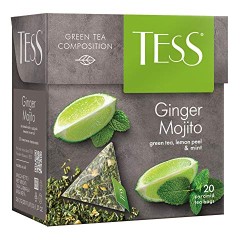 Tess Ginger Mojito Green Tea – Refreshing Green Tea with Ginger and Mint, 20 Pyramid Bags
