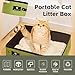 MANON ROSA Portable Cat Litter Box, Waterproof Collapsible Litter Box for Kitten Outside Travel Hotel Car Stays, Foldable & Packable Cat Litter Carrier (Large,Dark Green)