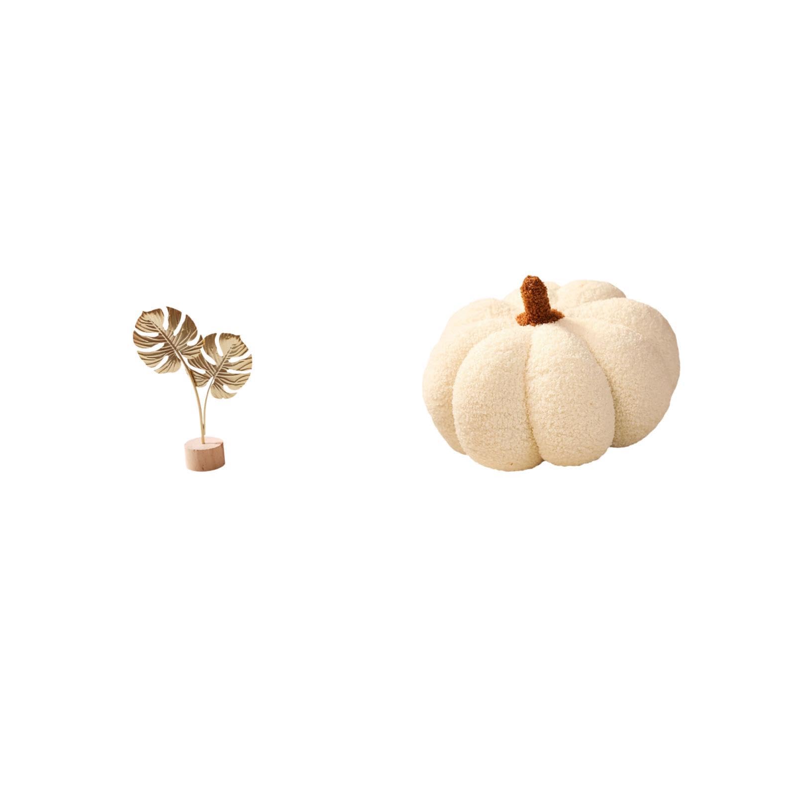Nordic Creative Metal Leaf Sculpture Abstract Ornament and Pumpkin Plush Pillow Decorative Sofa Cushion for Home Bedroom Party Decor|Home & Garden|Home Décor|Figurines-image-38