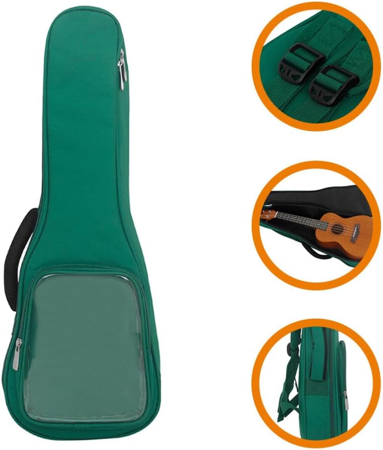 VICASKY Ukulele Bag 23 Inch Ukulele Case Backpack Padded Bag with Adjustable Straps for Concert Soprano Tenor Green