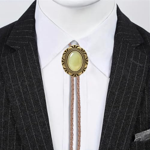 Image of GelConnie Native American Bolo Tie Rodeo Cowboy Leather Necktie Western Necklace Costume Accessories for Men,Women