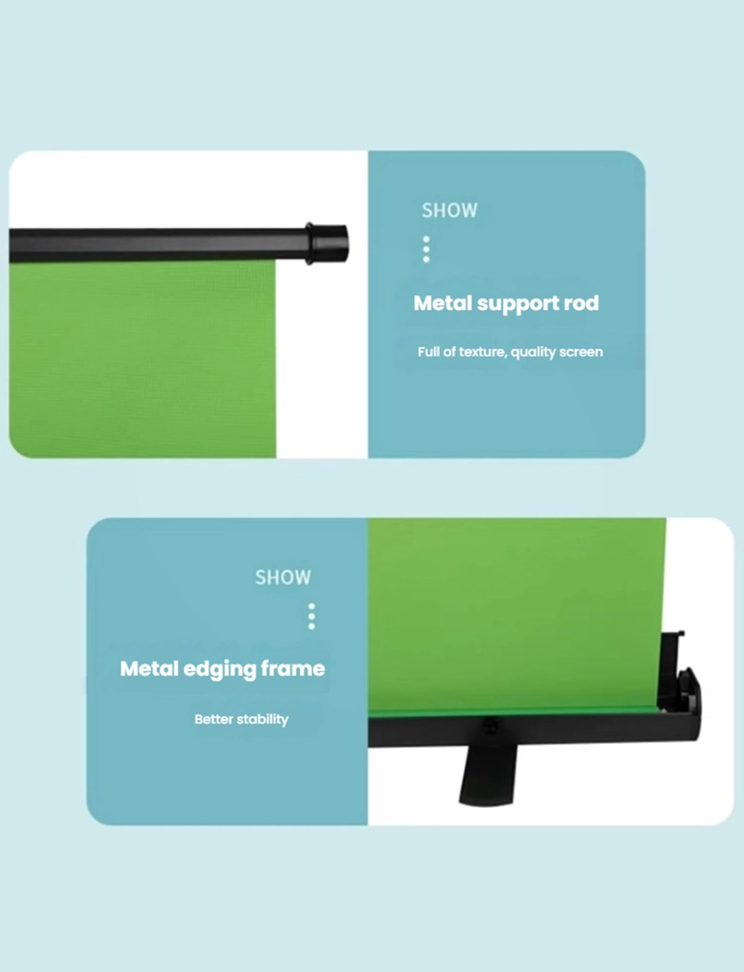 Sfondo fotografico pieghevole portatile con supporto, schermo verde per fotografia professionale e produzione video