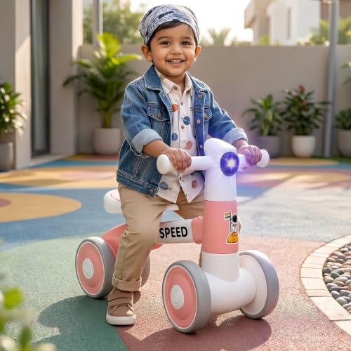 Image of Toyzone Impex Pvt Ltd Toyzone Balance Bicycle Pink |Bicycle Ride On|Push Cycle with Music & Lights |Manual Mini Ride on for Boys & Girls|Sturdy First Riding Toy | Kids