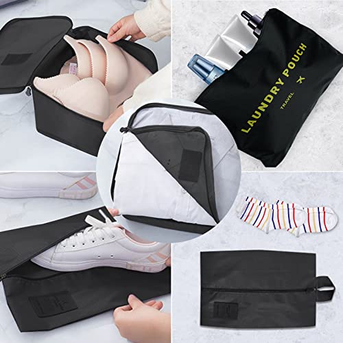 Newaner 8 En 1 Oorganisateur Valise Pochette De Voyage Multifonctions Sacs A Vetements Etanche Organiseur Pochettes De Rangement Avec Sac A Chaussurescosmetique Packing Cubes For Travel Noir