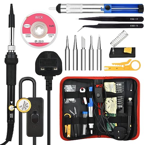 Fer A Souder, 80W Température Réglable 180-480 °c Poste A Souder, Fer À Souder En Étain Avec Interrupteur Et Écran Lcd, 5 Pointes Différentes, Support, Fil À Souder Pour Utilisations Diverses Réparées